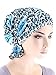 Abbey Cap Womens Chemo Hat Beanie Scarf Turban Headwear for Cancer Ruffle Blue Rose Leopard