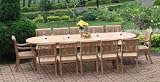Grade-A Teak Wood luxurious 5 pc 7 pc 9 pc 11pc 13pc Dining Set : Oval Table with Arm Armless Chairs [Model: GV]**Click to see all sizes..