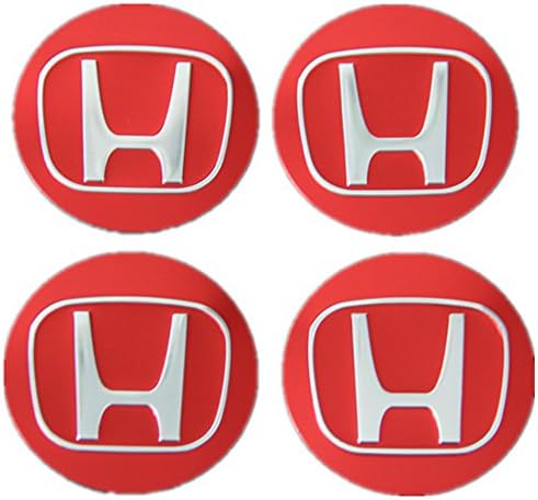 Red Honda Wheel Center Caps Emblem Decal Stickers 4 pcs 55mm/2.2"