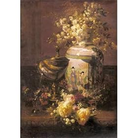 A3 Box Canvas 30cm x 42cm Robie Jean Baptiste Still Life With Japanese Vase And Flowers