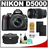 Nikon D5000 Digital SLR Camera w/ 18-55mm VR Lens + Tamron 70-300mm Zoom Lens + Two (2) Spare EN-EL9 Batteries + Case + LCD Protectors + Cleaning Kit