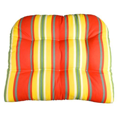 Large Patio Chair Cushion Trudy Tangerine Cabana Stripe Indoor