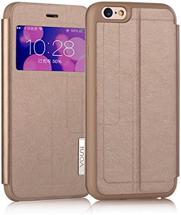 Vouni® For Apple iPhone 6 Plus &amp; iPhone 6S Plus Case Flip Leather Wallet View Window Hard Skin Cover (Champagne)
