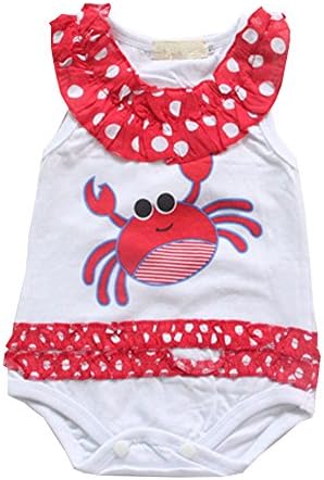 Intrans 2 Styles Baby Girl Sleeveless Sailor Bodysuit (6-9 Months, Red)