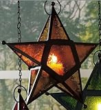 Etched Glass Star Candleholders -GOLD- with Flameless, Smokeless, Flickering Tealight