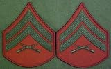 Green on Red USMC Chevrons - Corporal - Male