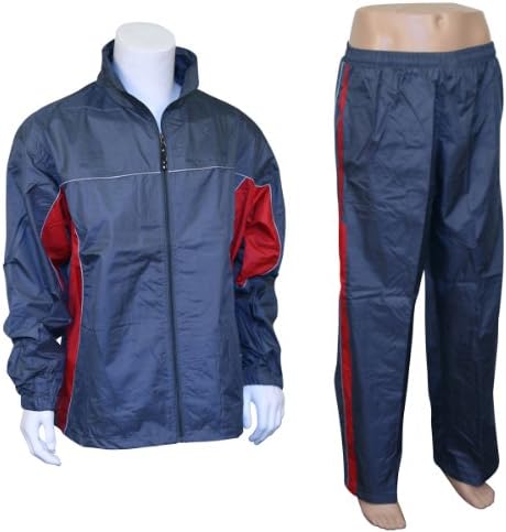 Men's Nylon Athletic Full Zip Mesh Lined Running Track Suit Set