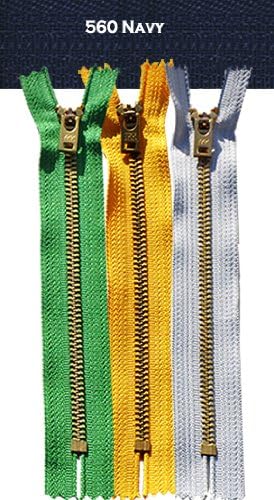 4" - 11" Jean Zippers ~ YKK #5 Jeans ~ Brass By Each (Select Length/color) (Length 6 inches, 560 - Navy)