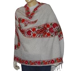 Shawls for Women Kashmir Sozuni Design Wool Accessory 26 x 75 inches (ebsp029)
