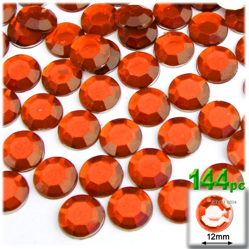 The Crafts Outlet 144-Piece Flatback Round Rhinestones, 12mm, Orange