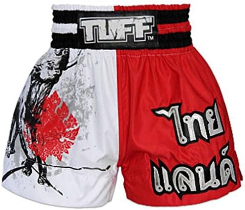 Tuff MMA Muaythai Boxing Training Red White Shorts Elephant Free Express Ship (XL)
