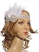 Vijiv Black Beaded Flapper Headband Inspired Great Gatsby 1920s Headpiece Accessories Feather Vintage
