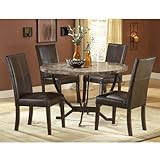 Hillsdale Monaco Round Faux Marble 5-Piece Dining Set,-Chairs, Matte Espres ....