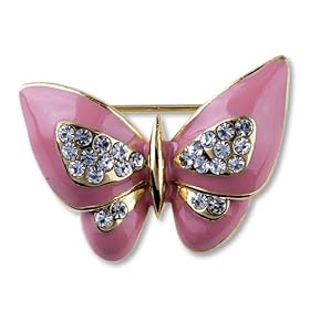 Gold Plated Enamel Butterflyes Pin Brooch