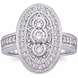 0.62 Ct.T.W. Round Brilliant Cut Diamonds in 14Kt. White Gold. Antique Style Diamond Fashion Ring