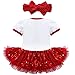 TIAOBU Baby Girls Sequins Santa Tutu Romper Headband Outfits My First Christmas White, Red 9 Months