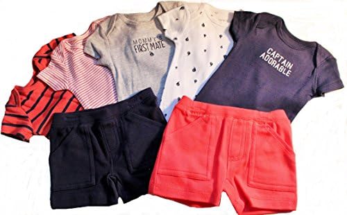 Carter's Boys 5 Bodysuits and 2 Shorts Set Captain Adorable 3-24 months (18 months)