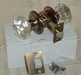 24% Lead Crystal Glass Passage Door Knob Set Antique Brass