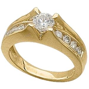 14K Yellow Gold luminosity Diamond Engagement Ring (Center stone is not included)