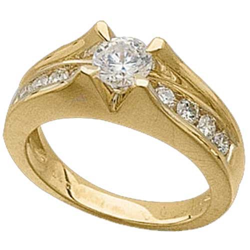 1.00 Ct.T.W. Round Brilliant Cut Diamonds 14Kt. Yellow Gold. Diamond Engagement Ring Semi Mount Setting