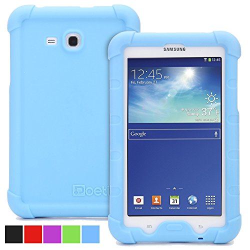 Poetic Turtle Skin Series Corner/Bumper Protection Grip Sound-Amplification Silicone Case for Samsung Galaxy Tab 3 Lite 7.0, Blue