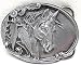Horse with Feathers Non-Color Pewter Belt Buckle