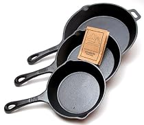 Old Mountain Cast Iron Preseasoned 3pc Skillet Set