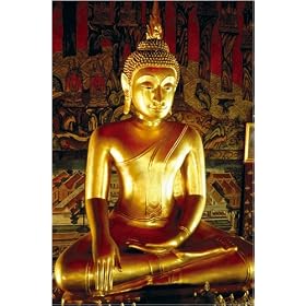 Buddha (Gold, Seated) White Wood-Mounted Art Poster Print - 24