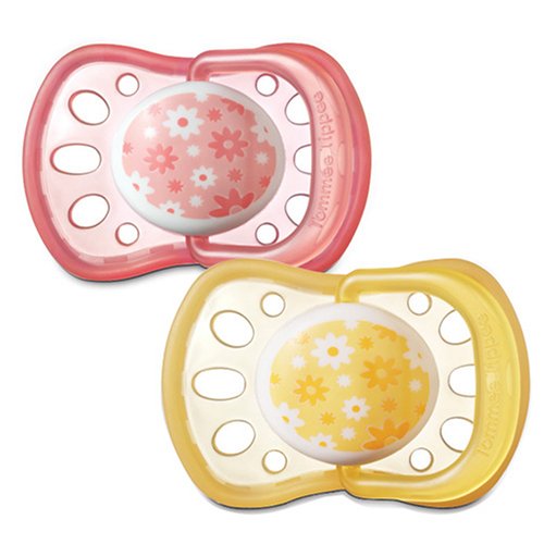 Childrens Toyshop   : Tommee Tippee Soft Rim 6-18mths - pink & yellow with flowers