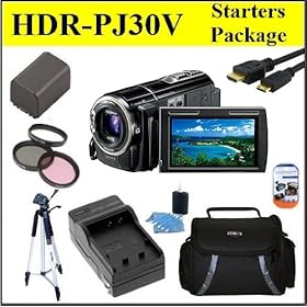 Sony HDR-PJ30V HDRPJ30V 1080p High Definition 32GB Handycam Camcorder Starters Package W/ Battery, Battery Charger, Case, Tripod & Much More!!!