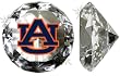 Auburn U Tigers Mascot On A 4" Glass Diamond. Jewelry Box Included