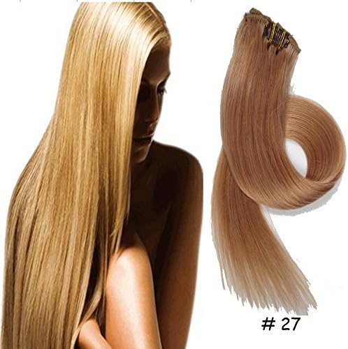 Clip-in Hair Extensions 100% Remy Human Hair Straight Hair 27# Honey Blonde 7pcs 18 inch 70g