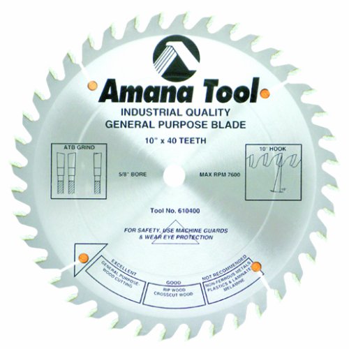 Amana Tool 610400 General Purpose Cut Off 10-Inch 40 Tooth ATB 5/8 Bore Saw Blade