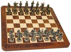 CIVIL WAR Walnut root board with Pewter chessmen