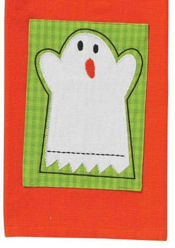 Appliqued Halloween Spooky Ghost Kitchen Pantry Dish Towel by Split P