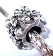 Murano Style Spacer Bead Fits Pandora Antique Silver Plated with Raised Sunflowers, 11mm (1)