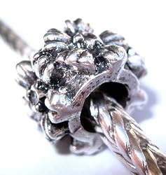 Murano Style Spacer Bead Fits Pandora Antique Silver Plated with Raised Sunflowers, 11mm (1)