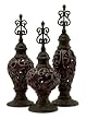 Set of 3 Elaborate Dynasty Ceramic & Metal Finials