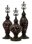 Set of 3 Elaborate Dynasty Ceramic & Metal Finials