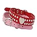 Pet Kingdom 2 Rows Rhinestone Bling Heart Studded Leather Dog Collar For Small Or Medium Pet Collar (Blue, Small)