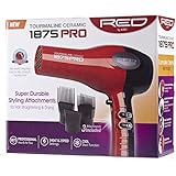 Kiss Products Red Ceramic Tourmaline Dryer with Attachment, 1.98 Pound