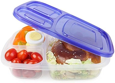 Chefs Town 3-compartment Bento Lunch Box Containers, Set of 4, Classic
