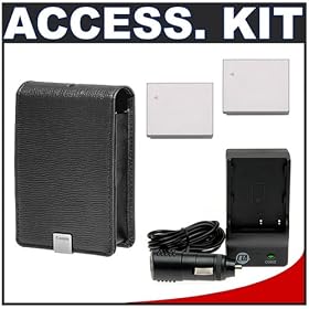 Canon PowerShot PSC-1000 Deluxe Leather Case (Grey) + (2) NB-4L Batteries & Charger Kit for SD1100 IS, SD1000, SD960 IS, SD940 IS, SD780 IS & SD750 Digital Cameras