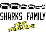 10.5" x 4.5" Sharks Hockey Family Vinyl Sticker Decal [Die-cut, White] + with Free Hockey Pencil