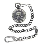 Nemesis Skull Gunmetal Pocket Watch with Chain
