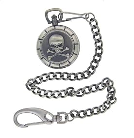 Nemesis Skull Gunmetal Pocket Watch with Chain