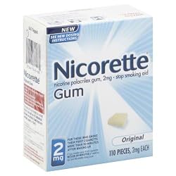 Nicorette Stop Smoking Aid, 2 mg, Gum, Original 110 pieces
