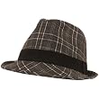 Check Plaid Wool Stingy Brim Fedora Trilby Hat Gray Medium Large
