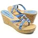 MRI Snake Print Wedge Platform Sandal Blue