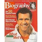 Biography Magazine December 2000 Mel Gibson, Emily Post, Ewan McGregor 50 favorite people book cover